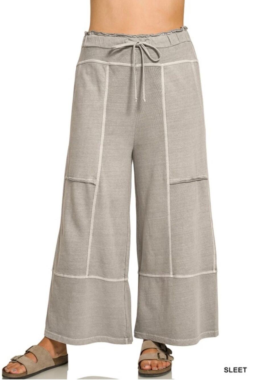 Zenana Sleet Gray Wide Leg Bottoms 2X